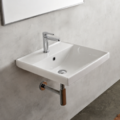 Rectangular White Ceramic Wall Mounted or Drop In Bathroom Sink