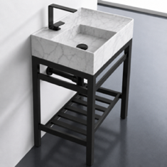 Small Modern Console Sink Vanity, Marble Style Sink, 24 inch