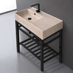 Modern Console Sink Vanity, Travertine Style Sink, 32 inch