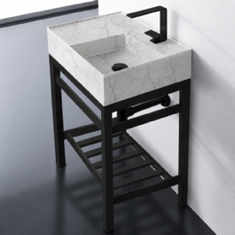 Small Modern Console Sink Vanity, Marble Style Sink, 24 inch