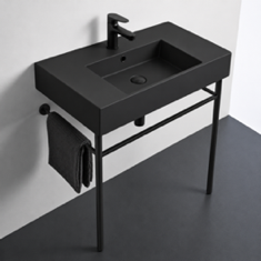 Black Modern Console Sink, 32 inch