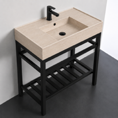 Modern Console Sink Vanity, Travertine Style Sink, 32 inch