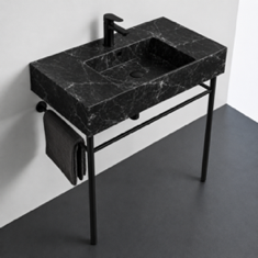 Modern Console Sink, Black Marble Style Sink, 32 inch