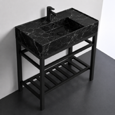 Modern Console Sink Vanity, Black Marble Style Sink, 32 inch