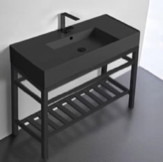 Black Modern Console Sink Vanity, 40 inch