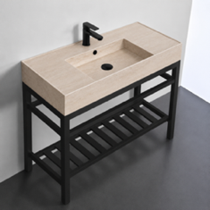 Modern Console Sink Vanity, Travertine Style Sink, 40 inch