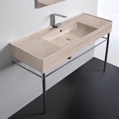 Modern Console Sink, Travertine Style Sink, 48 inch