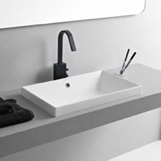 Rectangular White Ceramic Drop In Sink