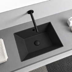 Rectangular Black Ceramic Undermount Sink