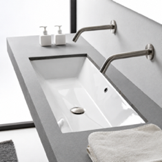 Rectangular White Ceramic Trough Undermount Sink