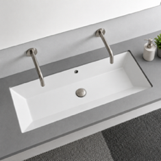 Trough Undermount Sink, White Ceramic