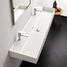 Trough Ceramic Wall Mounted or Vessel Sink