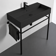 Black Modern Console Sink, 32 inch