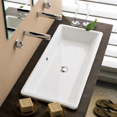 Rectangular White Ceramic Drop In or Vessel Sink