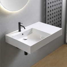 Rectangular Ceramic Wall Mounted or Vessel Sink With Counter Space