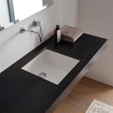 Square White Ceramic Undermount Sink