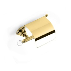 Gold Finish Brass Covered Toilet Roll Holder with Crystal
