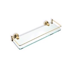 Gold Finish Clear Glass Bathroom Shelf