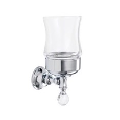 Wall Mounted Clear Glass Toothbrush Holder with Crystal