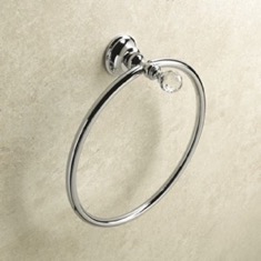 Chrome or Gold Finish Towel Ring with Crystal