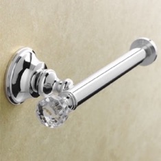 Chrome Brass Toilet Roll Holder with Crystal