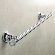 Towel Bar, Chrome, Brass, 20 Inch, with Crystals