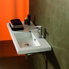 Rectangular White Ceramic Wall Mounted or Drop In Sink