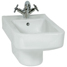 Modern Wall Mount Bidet, Ceramic, Squared
