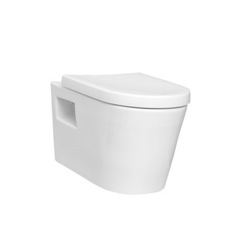 Modern Wall Mount Toilet, Ceramic, Rounded