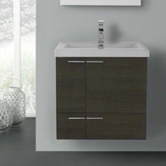Wall Mounted Bathroom Vanities Thebathoutlet Bathroom Vanity 23 Inch Grey Oak With Ed Ceramic Sink Wall Mounted Acf