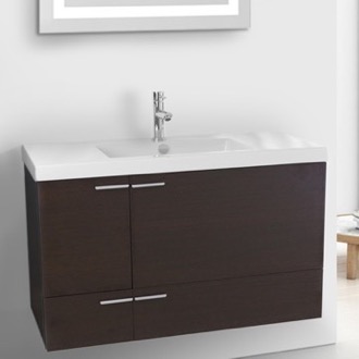 Wall Mounted Bathroom Vanities Thebathoutlet Bathroom Vanity 39 Inch Wenge With Ed Ceramic Sink Wall Mounted Acf Ans357