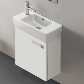 Small Wall Mount Bathroom Vanity, Modern, 18 Inch, Glossy White ACF C13-Glossy White