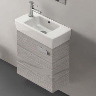 Small Wall Mount Bathroom Vanity, Modern, 18 Inch, Grey Walnut ACF C13-Grey Walnut