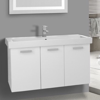 Floating Bathroom Vanity, Modern, 39 Inch, Glossy White ACF C517