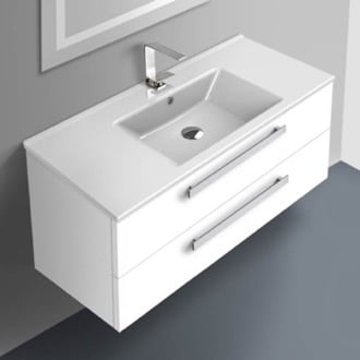 Modern Wall Mount Bathroom Vanity & Sink, 38 Inch, With Counter Space ACF DA06