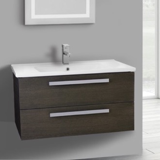 Wall Mounted Bathroom Vanities Thebathoutlet Bathroom Vanity 33 Inch Grey Oak Wall Mount Set 2 Drawers Acf Da29