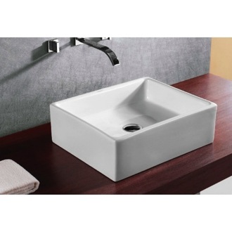 Square White Ceramic Vessel Bathroom Sink Caracalla CA4158