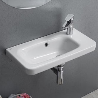 Rectangular White Ceramic Wall Mounted or Drop In Sink CeraStyle 033000-U