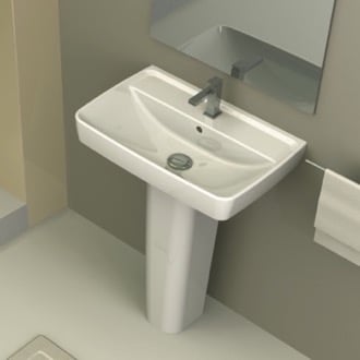 Rectangular White Ceramic Pedestal Sink CeraStyle 035100U-PED