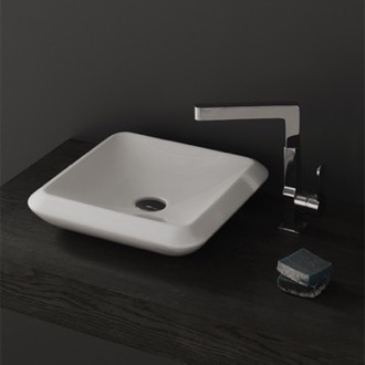 Square White Ceramic Vessel Sink CeraStyle 075300-U