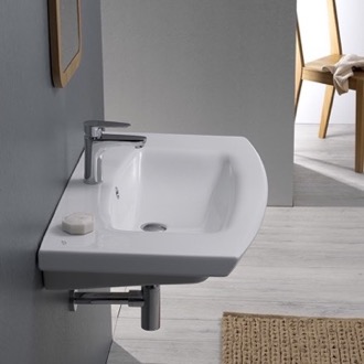 Rectangle White Ceramic Wall Mounted or Drop In Sink CeraStyle 090100-U