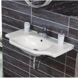 Rectangular White Ceramic Wall Mounted or Drop In Sink