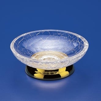 Round Crackled Crystal Glass Soap Dish Windisch 92131