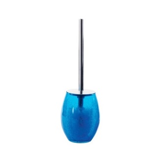 Round Blue Crackled Glass Toilet Brush Holder Gedy GI33-11