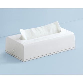 Rectangular Tissue Box Cover In White Finish Gedy 2008-02