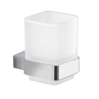 Wall Mounted Frosted Glass Toothbrush Holder With Chrome Mounting Gedy 5410-13