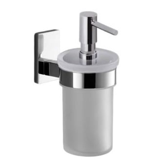 Wall Mounted Frosted Glass Soap Dispenser With Chrome Mounting Gedy 7881-13