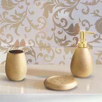 Gold Finish Three Piece Bathroom Accessory Set Gedy AD200-87