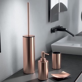 Rose Gold Finish Four Piece Bathroom Accessory Set Gedy EE100-15