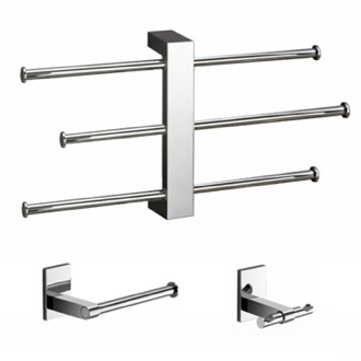 Bathroom Accessory Sets Thebathoutlet Bathroom Accessory Set Wall Mounted 3 Pc With Adjule Towel Rack Gedy Br226
